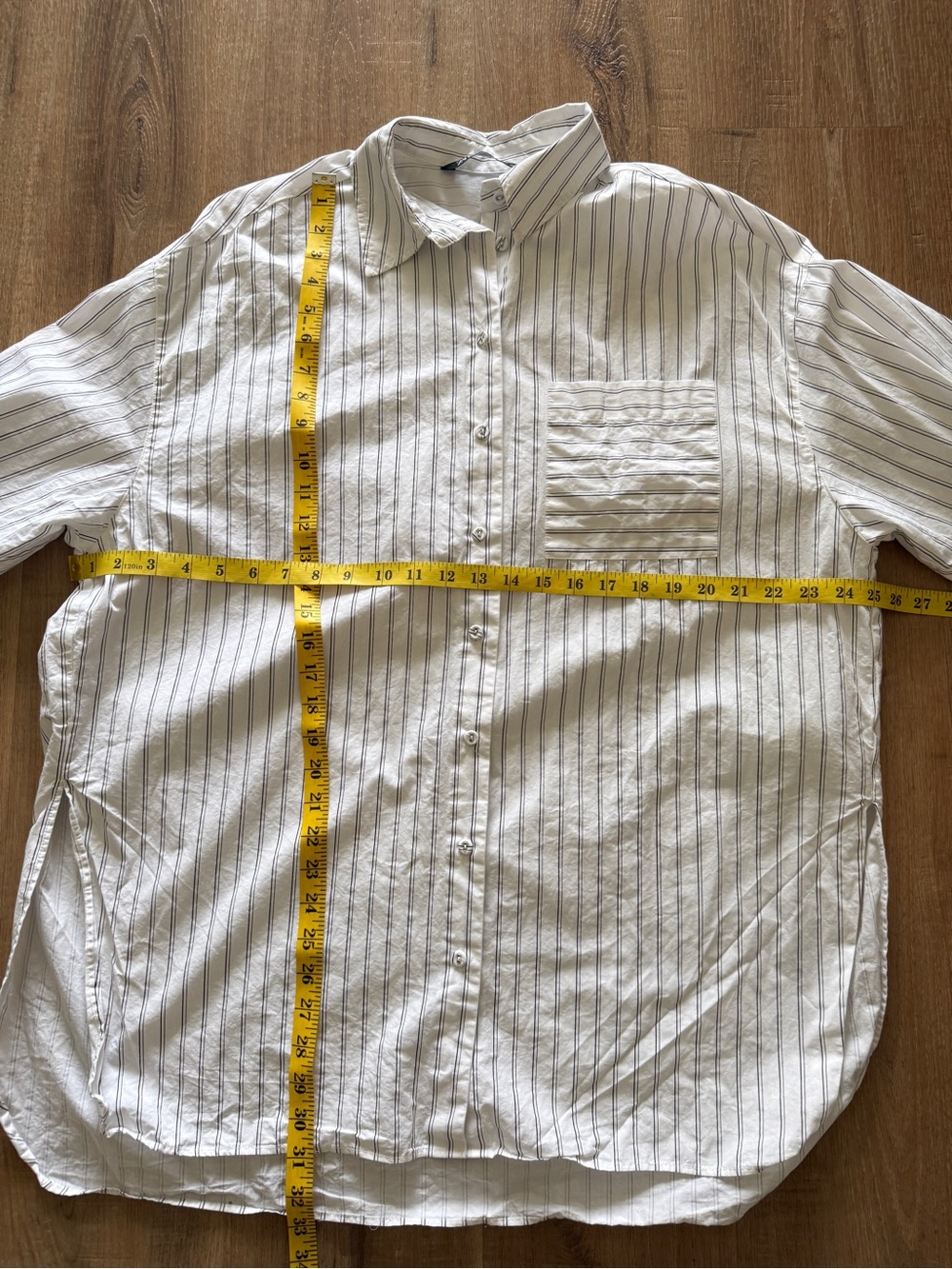 Zara White Poplin Pinstipe Button Up Shirt Minimalist Oversized Scandi M - Picture 4 of 7